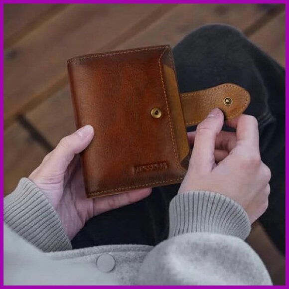 RFID Bifold Leather Wallet with 16 Card Slots & Zipper Pocket - Picture 3 of 7